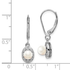 Sophia Jewelers Sterling Silver Rhodium-Plated Pearl & Diamond Drop Earrings