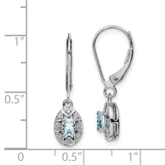 Sophia Jewelers 925 Sterling Silver Aquamarine & Diamond Drop Earrings with Rhodium Finish