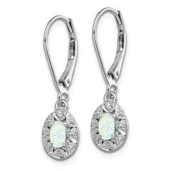 Sophia Jewelers 925 Sterling Silver Rhodium-Plated Opal & Diamond Drop Earrings