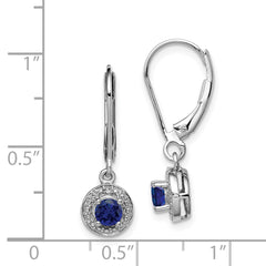Sophia Jewelers Sterling Silver Sapphire & Diamond Drop Earrings | Polished & Rhodium-Plated