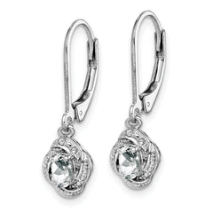 925 Rhodium-Plated Sterling Silver Drop Earrings with White Topaz & Diamond Accents Sophisticated Leverback Style