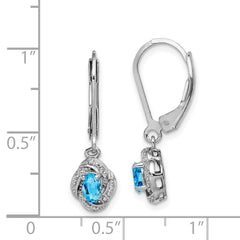 Sophia Jewelers 925 Sterling Silver Blue Topaz & Diamond Dangle Earrings with Rhodium Finish