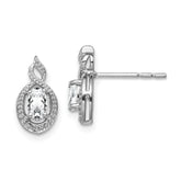 Sterling Silver Rhodium-plated White Topaz & Diam. Earrings