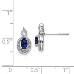 Sterling Silver 925 Rhodium-Plated Sapphire & Diamond Earrings for Women