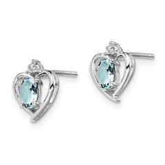 Sophia Jewelers 925 Sterling Silver Aquamarine & Diamond Rhodium-Plated Earrings for Women