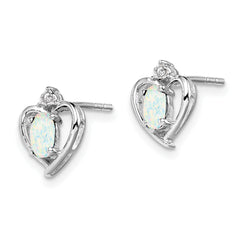 Sophia Jewelers 925 Sterling Silver Opal & Diamond Rhodium-Plated Earrings