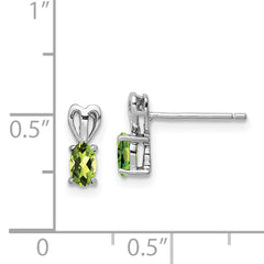 925 Sterling Silver Rhodium-Plated Peridot Earrings Polished Oval Gemstone Design