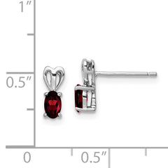Sterling Silver Rhodium-Plated Garnet Earrings with Polished Finish