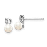 Sterling Silver Rhodium-plated FW Cultured Pearl Earrings