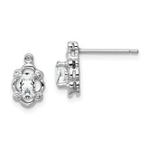 Sterling Silver Rhodium-plated White Topaz & Diam. Earrings
