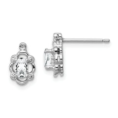 Sterling Silver Rhodium-plated White Topaz & Diam. Earrings