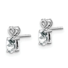 Sterling Silver Rhodium-Plated White Topaz & Diamond Button Earrings Elegant, Natural Birthstone Design