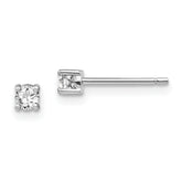 Sterling Silver Rhodium-plated 3mm Round White Topaz Post Earrings