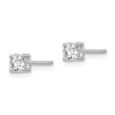 Sterling Silver 4mm Round White Topaz Stud Earrings with Polished Finish