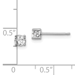 Sterling Silver 4mm Round White Topaz Stud Earrings with Polished Finish