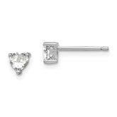 Sterling Silver Rhodium-plated 4mm Heart White Topaz Post Earrings
