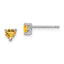 Sterling Silver Rhodium-plated 4mm Heart Citrine Post Earrings