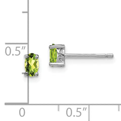Sterling Silver 5x3mm Oval Peridot Stud Earrings  Polished Rhodium Finish
