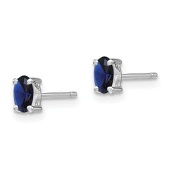 Sterling Silver 925 Sapphire Oval Stud Earrings Polished Birthstone Style