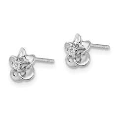 Sophia Jewelers Sterling Silver Floral Diamond Post Earrings  Polished & Lightweight