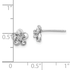 Sophia Jewelers Sterling Silver Floral Diamond Post Earrings  Polished & Lightweight