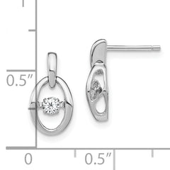 Sterling Silver Rhodium CZ Birthstone Earrings with Polished Finish