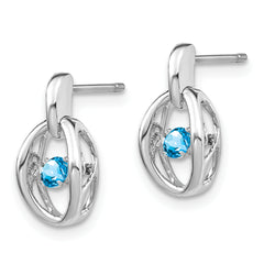 Sophia Jewelers Sterling Silver Blue Topaz Drop Earrings with Rhodium Finish