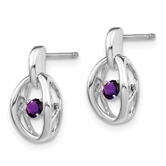 Sophia Jewelers Sterling Silver Amethyst Birthstone Earrings with Rhodium Finish
