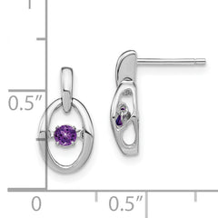 Sophia Jewelers Sterling Silver Amethyst Birthstone Earrings with Rhodium Finish