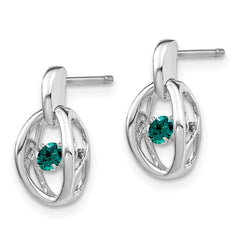 Sophia Jewelers Sterling Silver Alexandrite Drop Earrings with Rhodium Finish