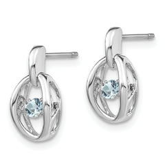 Sophia Jewelers 925 Sterling Silver Aquamarine Drop Earrings with Polished Rhodium Finish