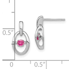 Sophia Jewelers 925 Sterling Silver Pink CZ Birthstone Dangle Earrings Polished Finish