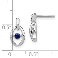 Sterling Silver Rhodium Blue Sapphire Birthstone Dangle Earrings for Women