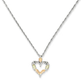 Sterling Silver 12K Heart Necklace with Polished Brushed Finish