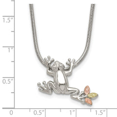 Sterling Silver Frog Necklace with 12K Gold Accents Gift Ready