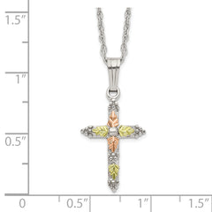 Sophia Jewelers Sterling Silver & 12K Gold Cross Necklace Elegant Gift-Ready Design