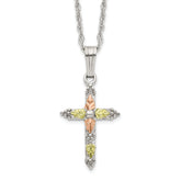 Landstrom's Mt. Rushmore Black Hills Sterling Silver 12K Gold Accents Cross 18 inch Spring Ring Clasp Necklace