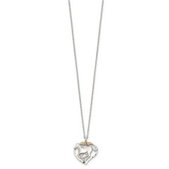 Sterling Silver 12K Gold Horse Heart Necklace with Rhodium Finish