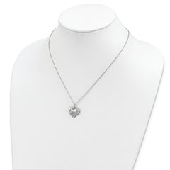 Sterling Silver 12K Gold Horse Heart Necklace with Rhodium Finish