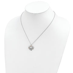 Sterling Silver 12K Gold Heart Horse Necklace with Rhodium Plating