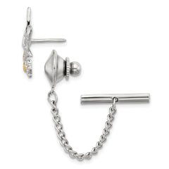 Sterling Silver Gold-Accented Eagle Tie Tac with Rhodium Polish