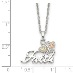 Sterling Silver 12K Gold Faith Butterfly Necklace 18 Elegant Design