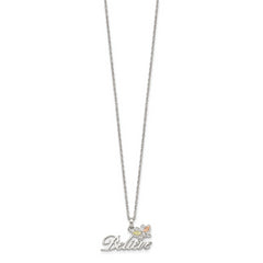 Sterling Silver 12K Gold Accented Butterfly Necklace 18 Elegant Design