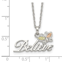 Sterling Silver 12K Gold Accented Butterfly Necklace 18 Elegant Design