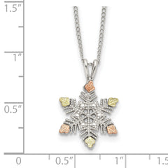 Landstrom's Sterling Silver Necklace with 12K Rose and Green Gold Snowflake Pendant