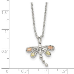 Sterling Silver Dragonfly Necklace with 12K Rose Gold Accents Elegant 18 Design