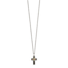 Sterling Silver 12K Gold Cross Necklace with Antique Finish