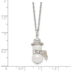 Landstrom's Mt. Rushmore Black Hills Sterling Silver 12K Gold Accents Imitation Pearl Snowman 18 inch Spring Ring Clasp Necklace