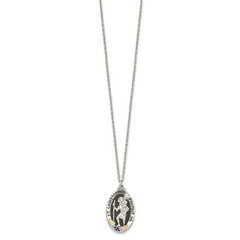 Landstrom's 925 Sterling Silver Necklace with 12K Gold Saint Christopher Pendant