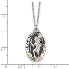 Landstrom's 925 Sterling Silver Necklace with 12K Gold Saint Christopher Pendant